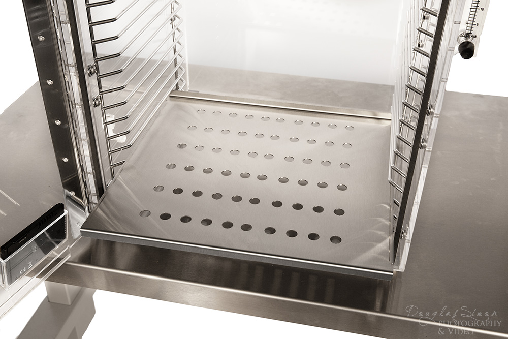 Stainless Steel Interior of Cabinet on White